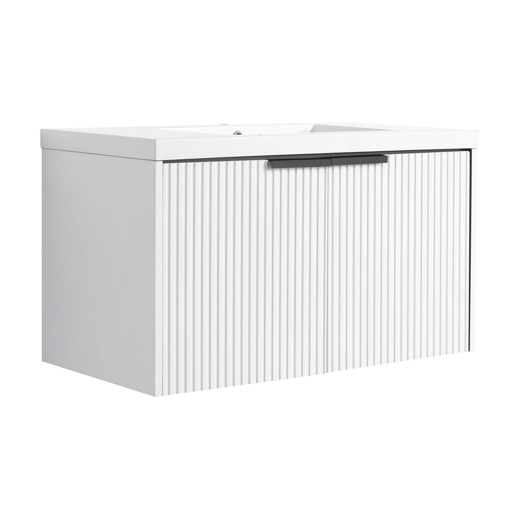 Contemporary Wall Mounted Bathroom Vanity With Resin Double Sink