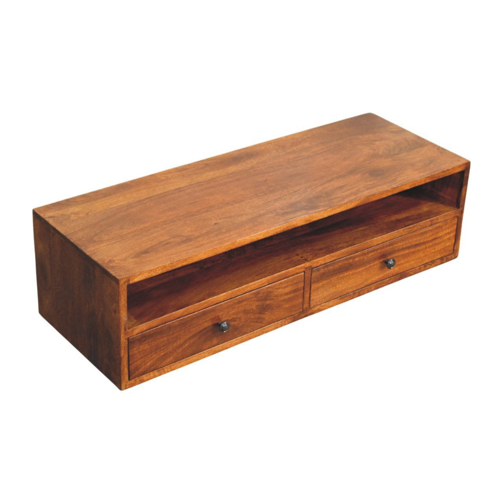 Lunar - 2 Drawer Wall Mounted Media Unit - Brown