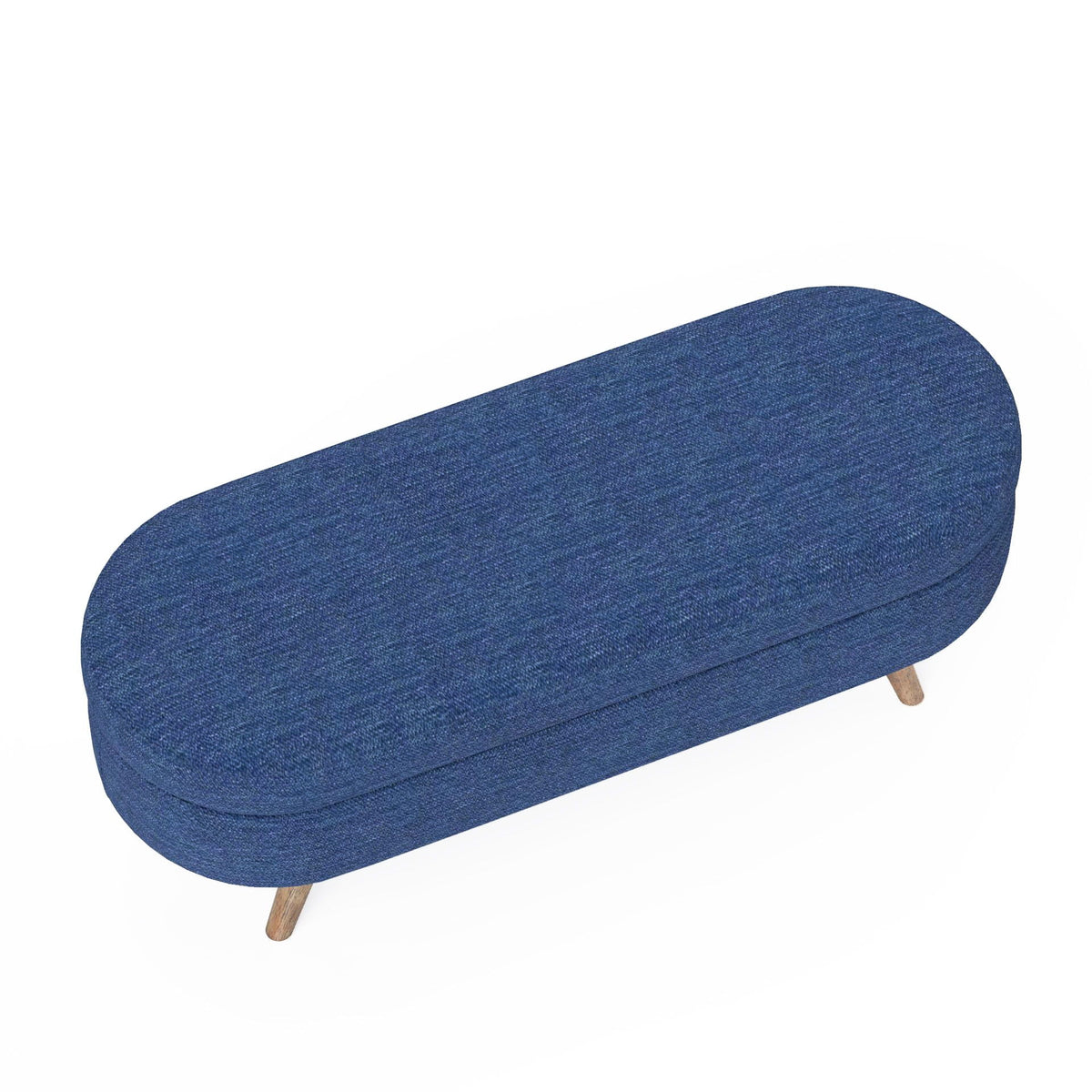 Ottoman Oval Storage Bench With Rubber Wood Legs