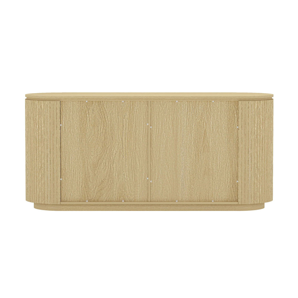 Olivia - Sideboard With 4 Adjustable Shelves With Handle Free Doors And Rounded Edges - Oak
