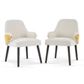 Indoor Dining Chair Set of 2 with Sturdy Frame - Beige / Yellow