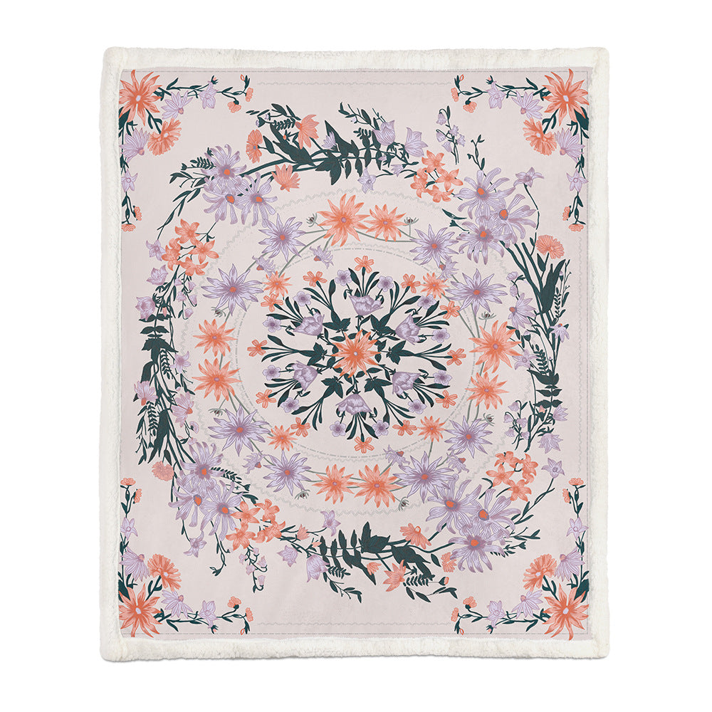 Chinese Floral Flannel Blanket – Soft Printed Throw in Multiple Sizes