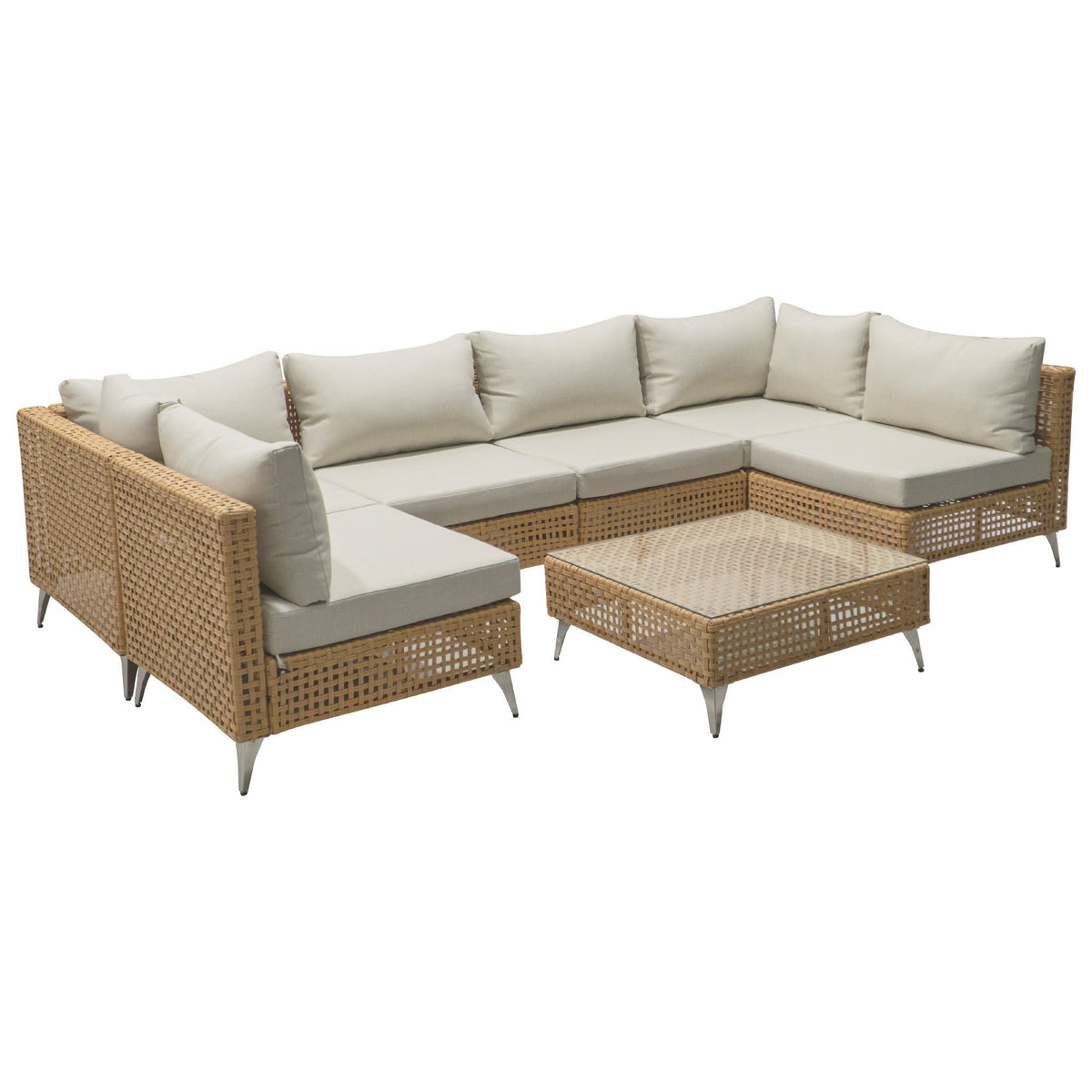 K&K 8-Piece Patio Furniture Set with Fire Pit Table