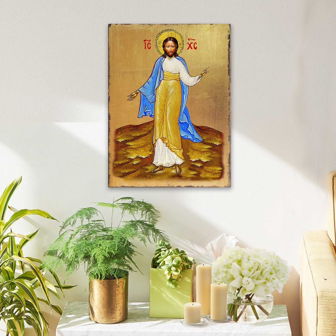 Jesus Wooden Gold Plated Religious Christian Sacred Icon - Inspirational Icon Decor - 85051