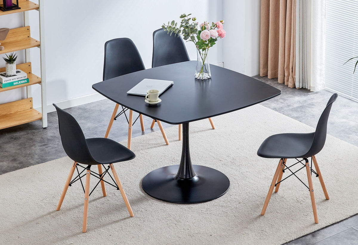 Table Mid-Century Dining Table For 4-6 People With Round Table Top, Pedestal Dining Table, End Table Leisure Coffee Table