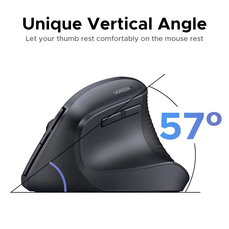 Bluetooth 2.4G Vertical Wireless Mouse Ergonomic 4000DPI 6 Mute Buttons for Macbook Tablet Laptops