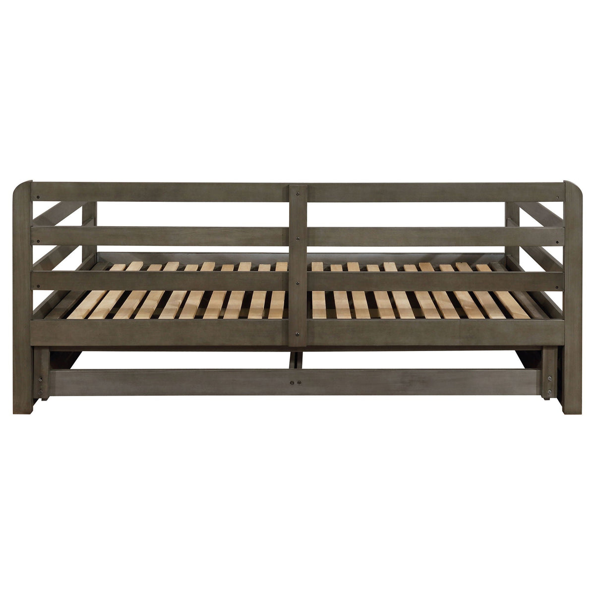 Twin Long 2 Drawer Daybed With Extendable Trundle, Storage Drawers, Fits Standard Mattress - Gray