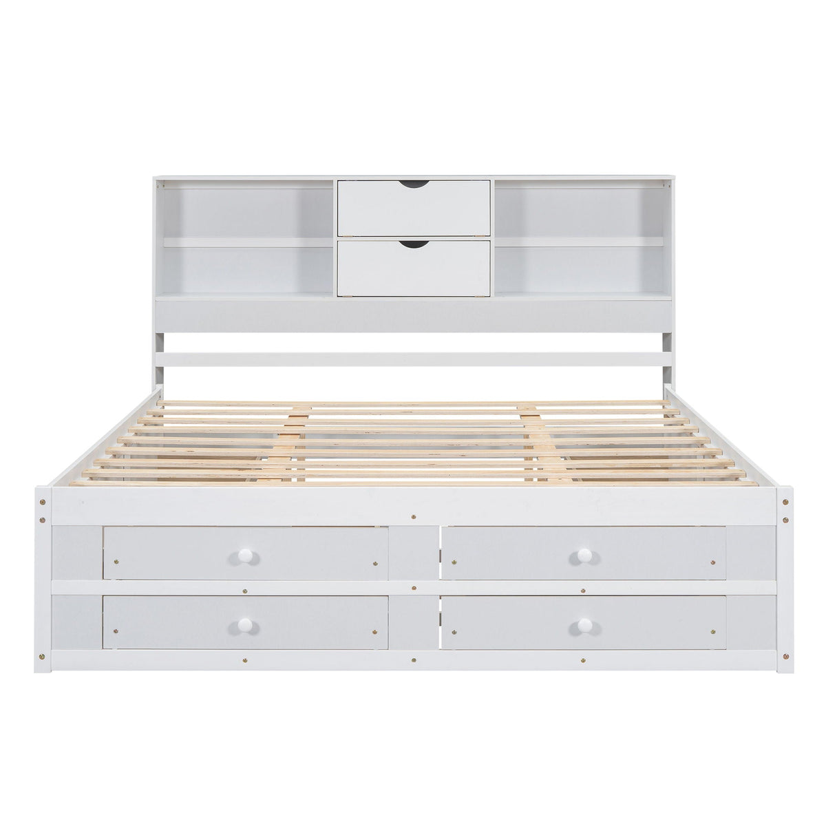 Platform Bed With Storage Headboard And 8 Drawers