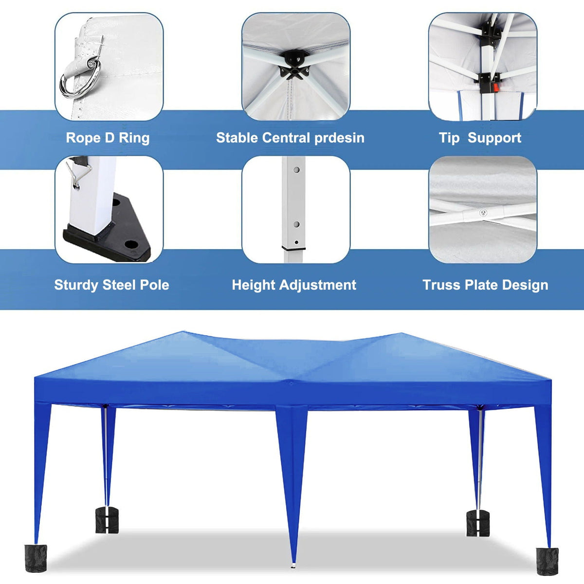 10'x20' EZ Pop Up Canopy Outdoor Portable Party Folding Tent with 6 Removable Sidewalls