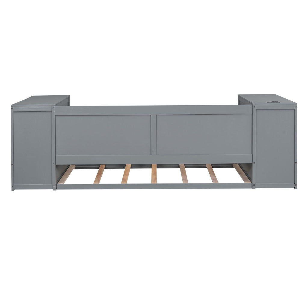 Daybed With Storage Arms, Trundle And Charging Station