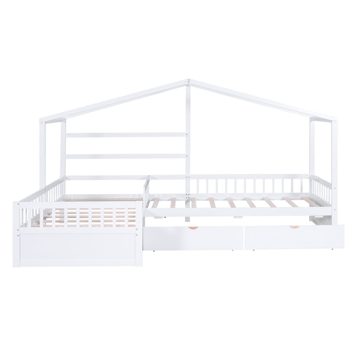 L Shape Platform Bed With 3 Storage Drawers