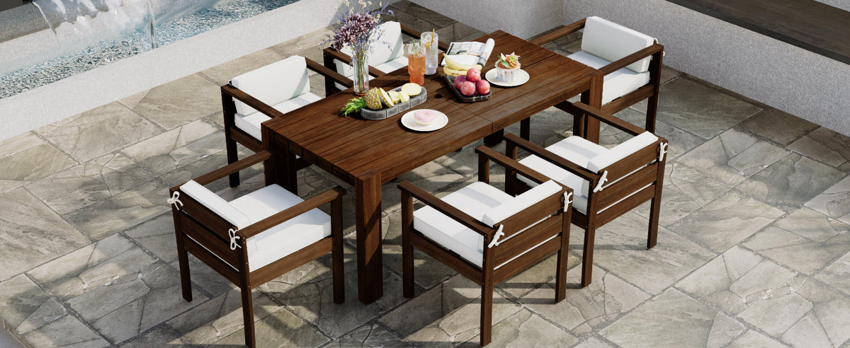 TREXM 7-Piece Patio Dining Table Set for 6
