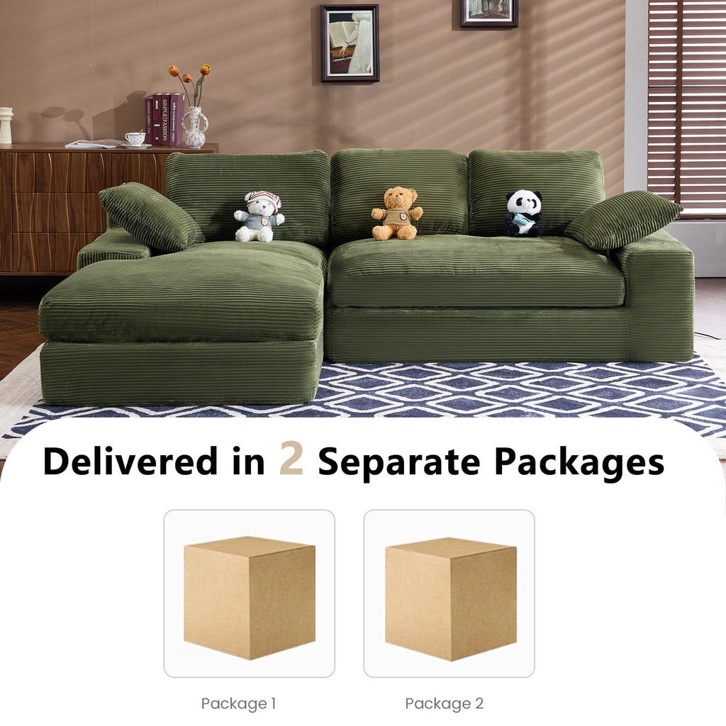 Compressed Sofa With 3 Back Cushions, 2 Throw Pillows