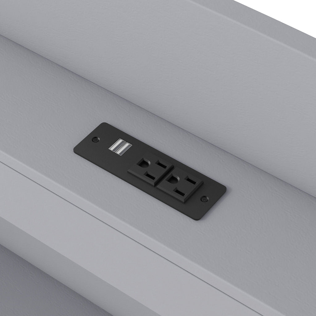 Platform Bed With LED Headboard, Charging Station, Trundle And 2 Drawers