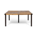 Lankershim Modern Industrial Dining Table With Acacia Wood Slat Design - Teak