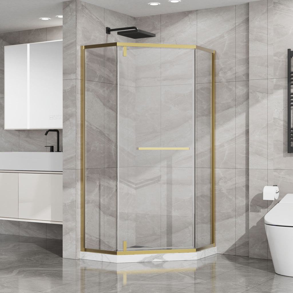 Goodyo - Neo-Angle Frameless Shower Door - Gold