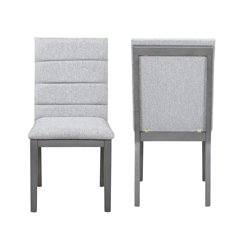 Tufted Upholstery Modern Dining Chairs (Set of 2) Sleek Comfort With Rubber Wood Frame - Gray / Oak