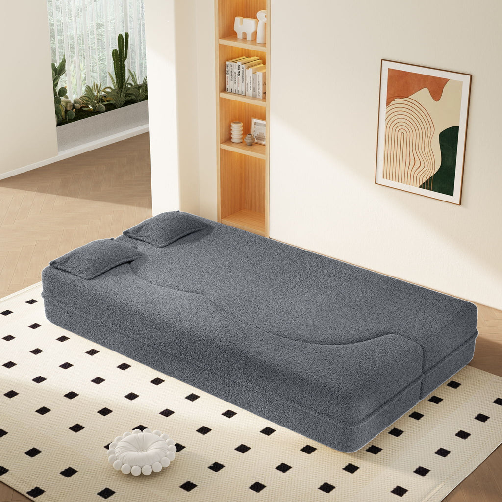 Modern Floor Sofa With 2 Pillows, Twin Size For Living Room