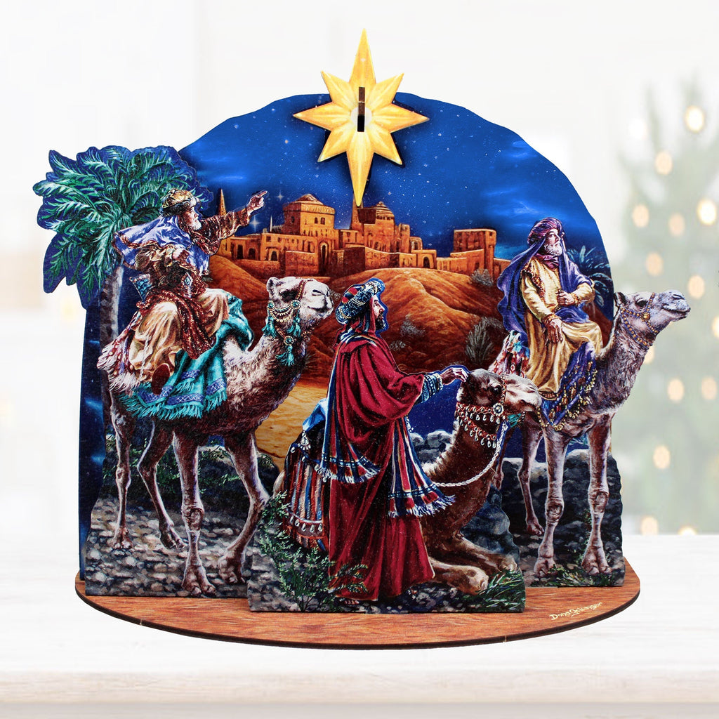 Three Kings Journey Decorative Village Eco Wood Set by D. Gelsinger - Nativity Holiday Decor - 852768