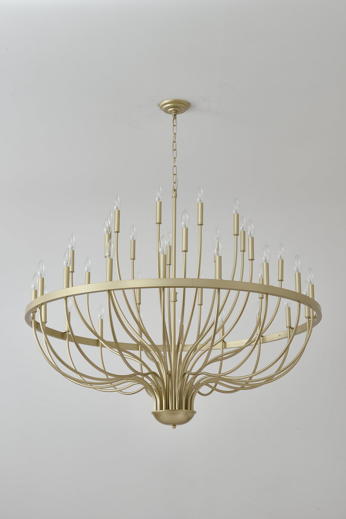 36-Light Gold Industrial Iron Candle Chandelier