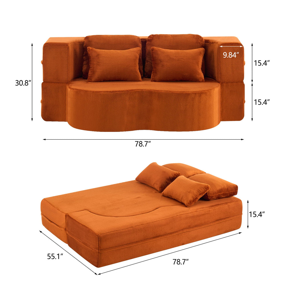 Modern Floor Sofa With 4 Pillows