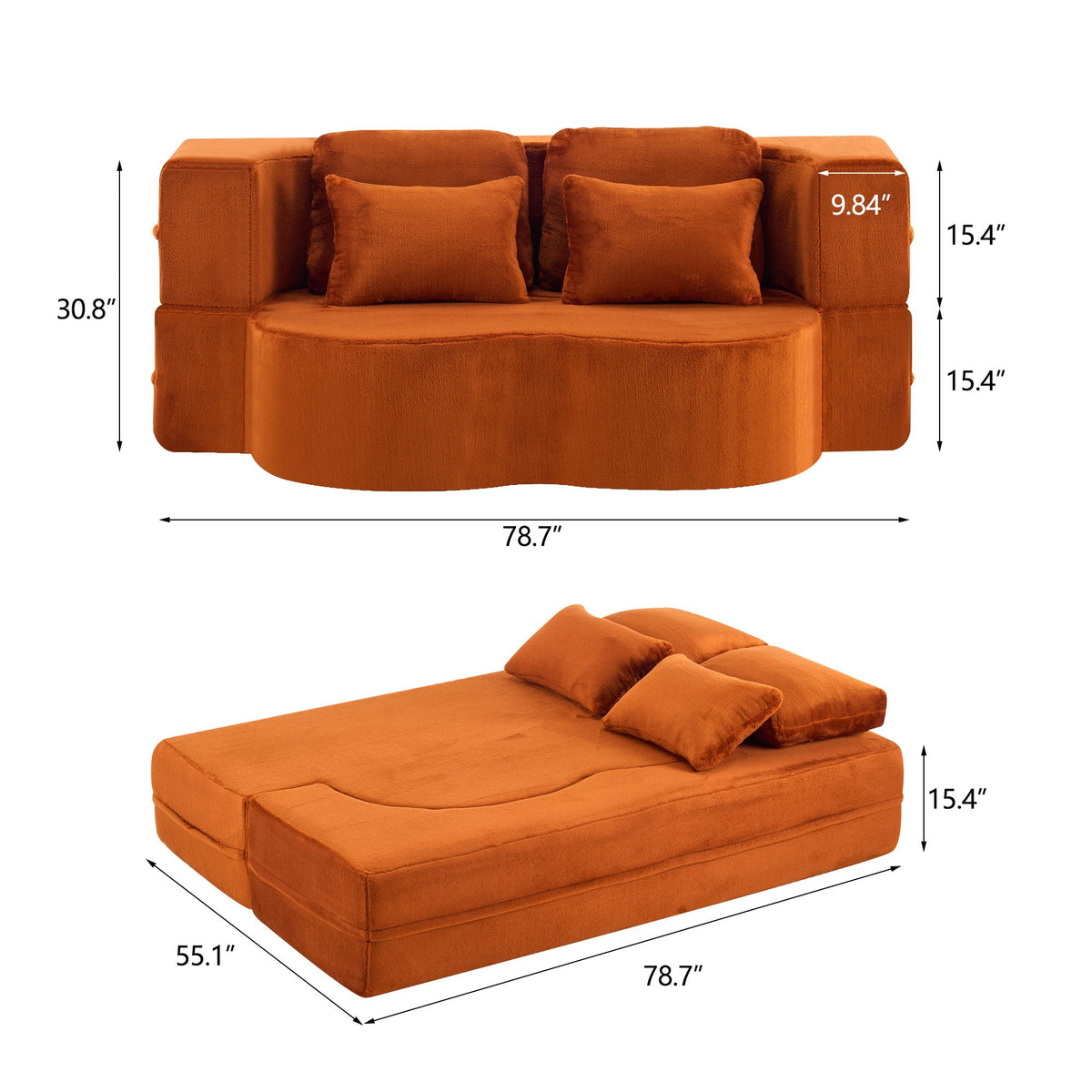 Modern Floor Sofa With 4 Pillows