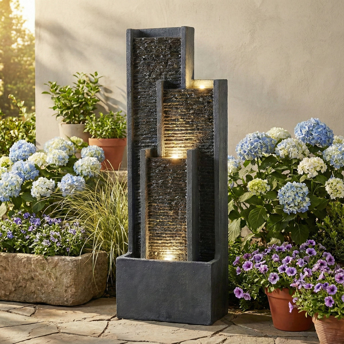 40 Inch Modern Outdoor Water Fountain