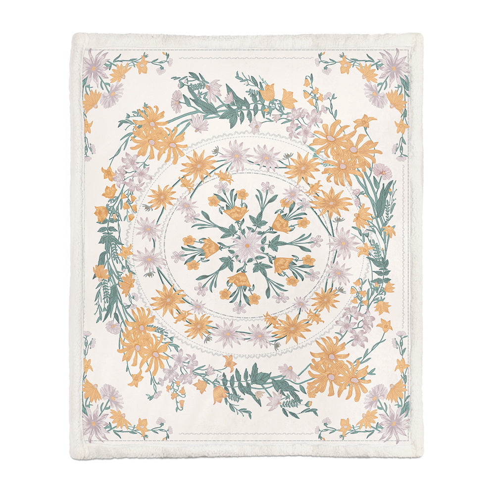 Chinese Floral Flannel Blanket – Soft Printed Throw in Multiple Sizes