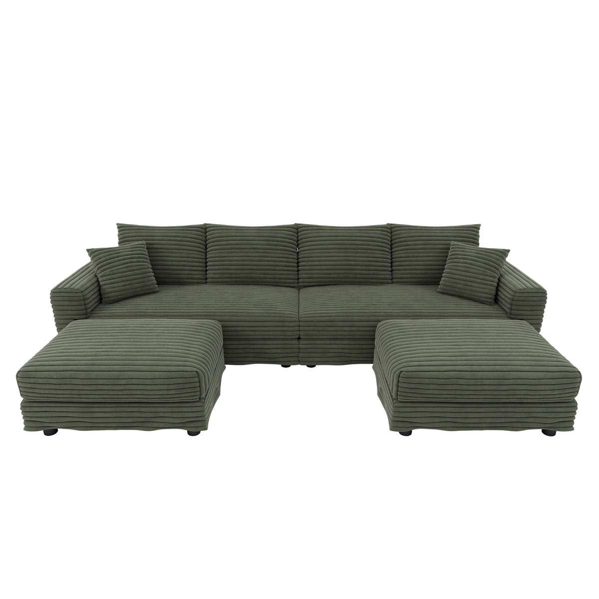 Convertible Deep Seat Sofa With Soft Pillows And Ottomans