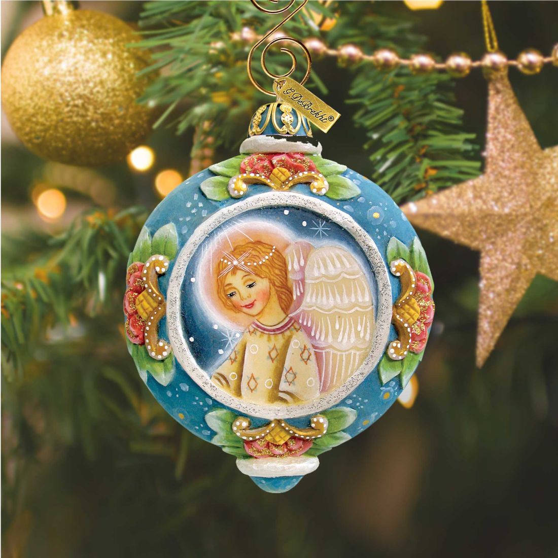 Angel Sculpted Hand-Painted Christmas Ornament by G. DeBrekht - Nativity Holiday Decor - 6102412