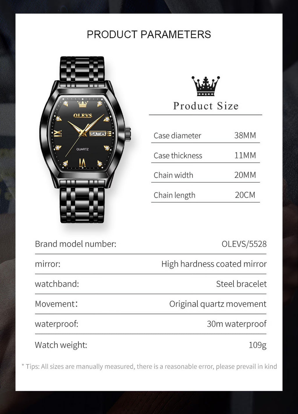 Mens Watches Square Business Dress Diamond Analog Quartz Date Luxury Watches for Men Dress Casual Stainless Steel Waterproof Luminous Mens Wrist Watches Gifts Reloj Para Hombre Gold/Black Dial