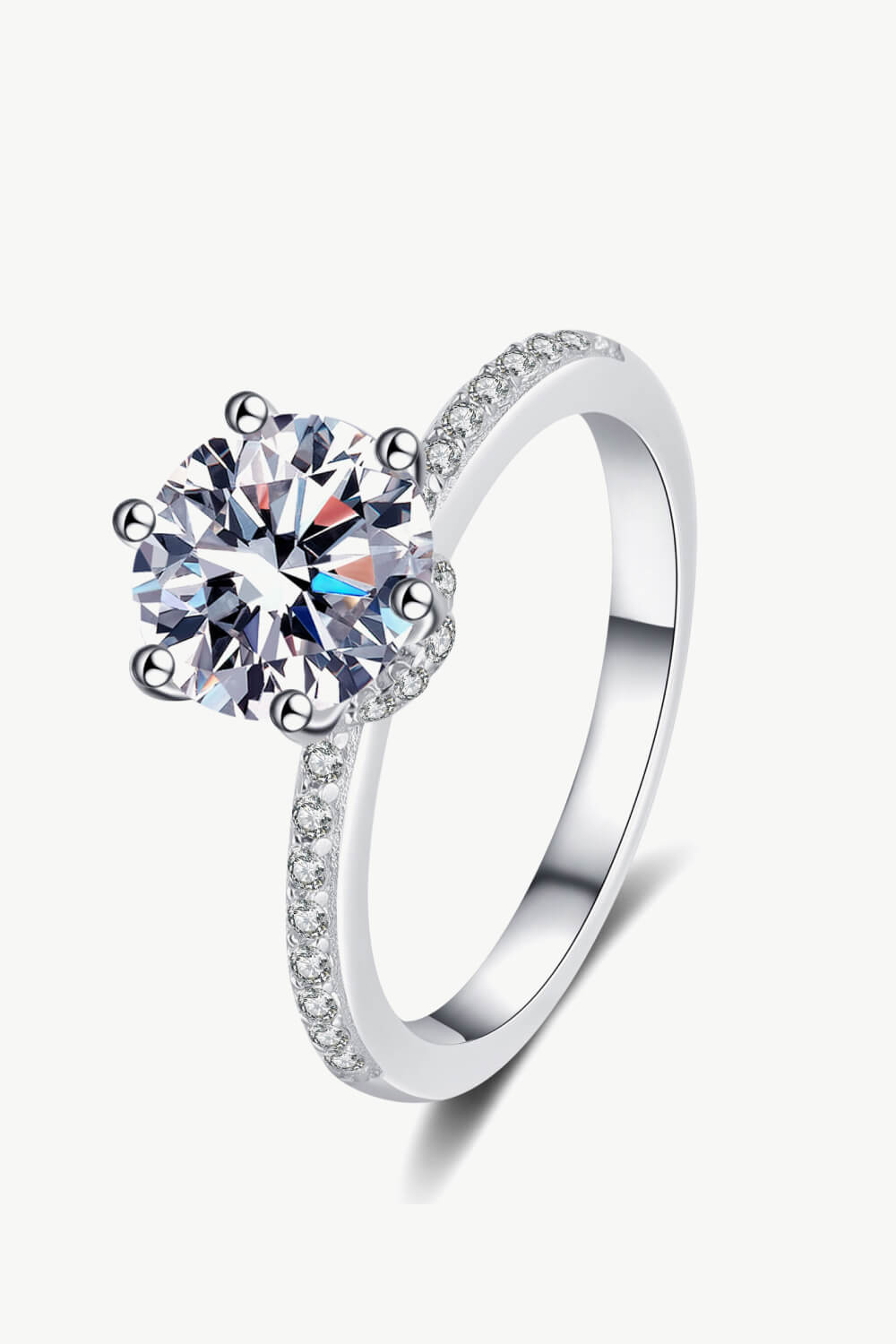 Rhodium Over Pure Sterling Silver 2 Carat Brilliant Round Cut Sparkala™ Ring