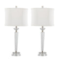 Diamond - Torch Contemporary Crystal Table Lamp (Set of 2) - Clear / Off White / Polished Nickel