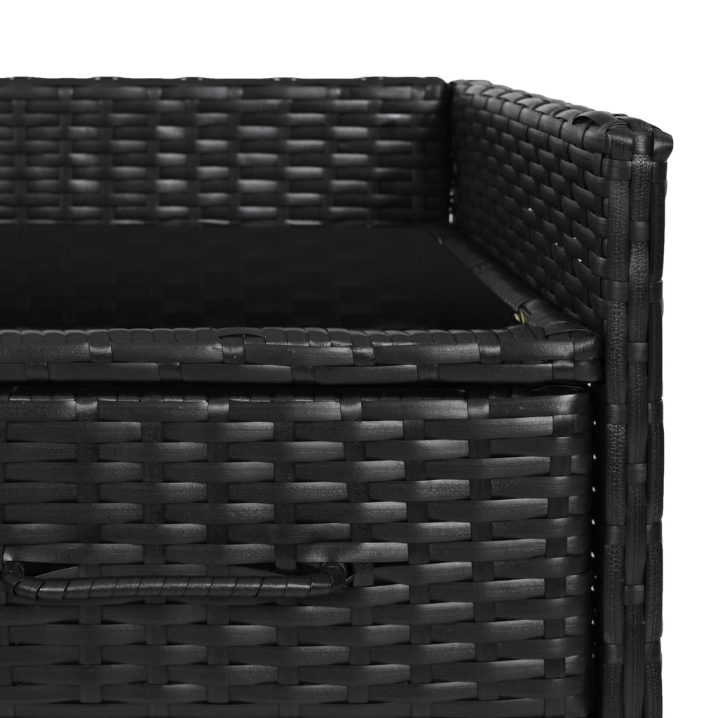 K&K 47.5"W Wicker Outdoor Storage Cabinet with Tempered Glass Top