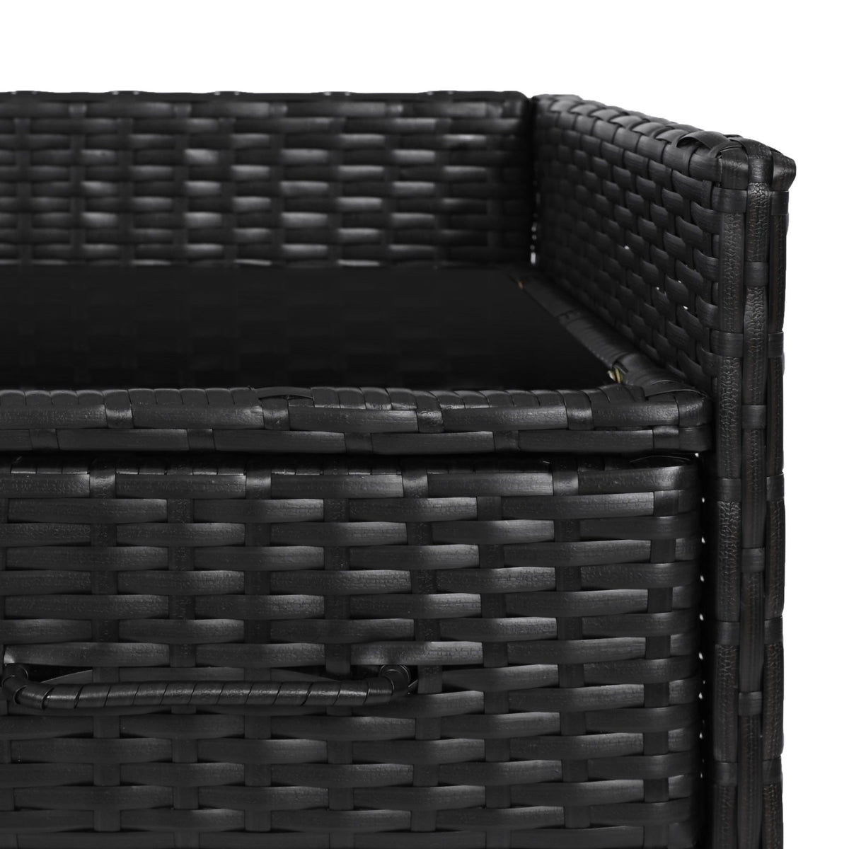 K&K 47.5"W Wicker Outdoor Storage Cabinet with Tempered Glass Top