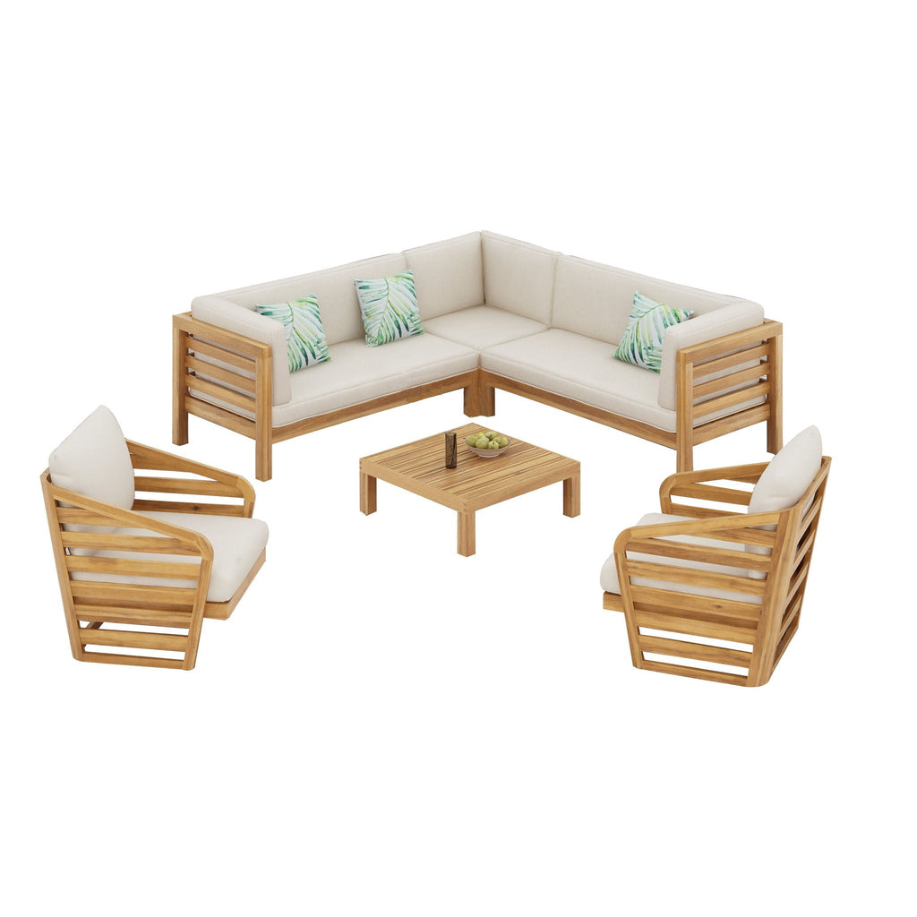 Royal Acacia 6-Piece Sofa Sectional Set - Beige