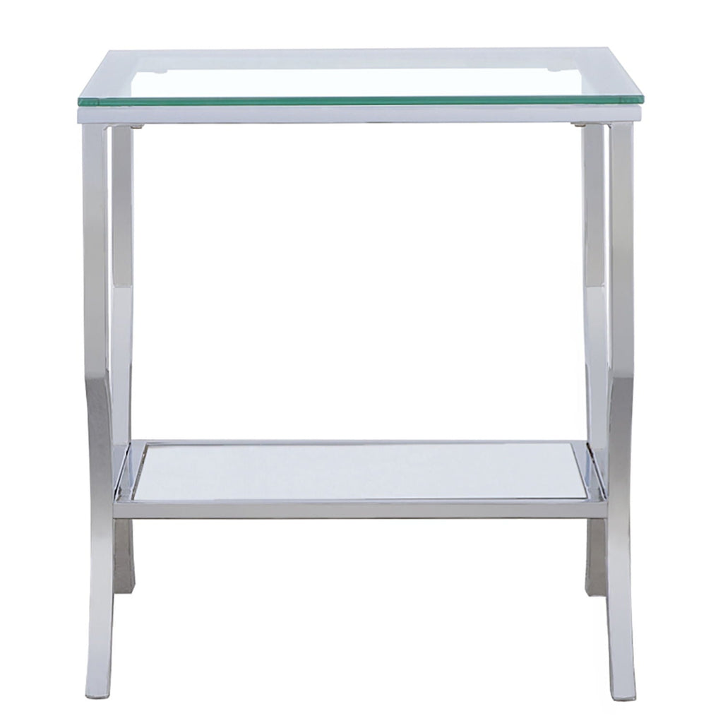 Porch & Den - Square Top End Table Elegance Glass - Chrome