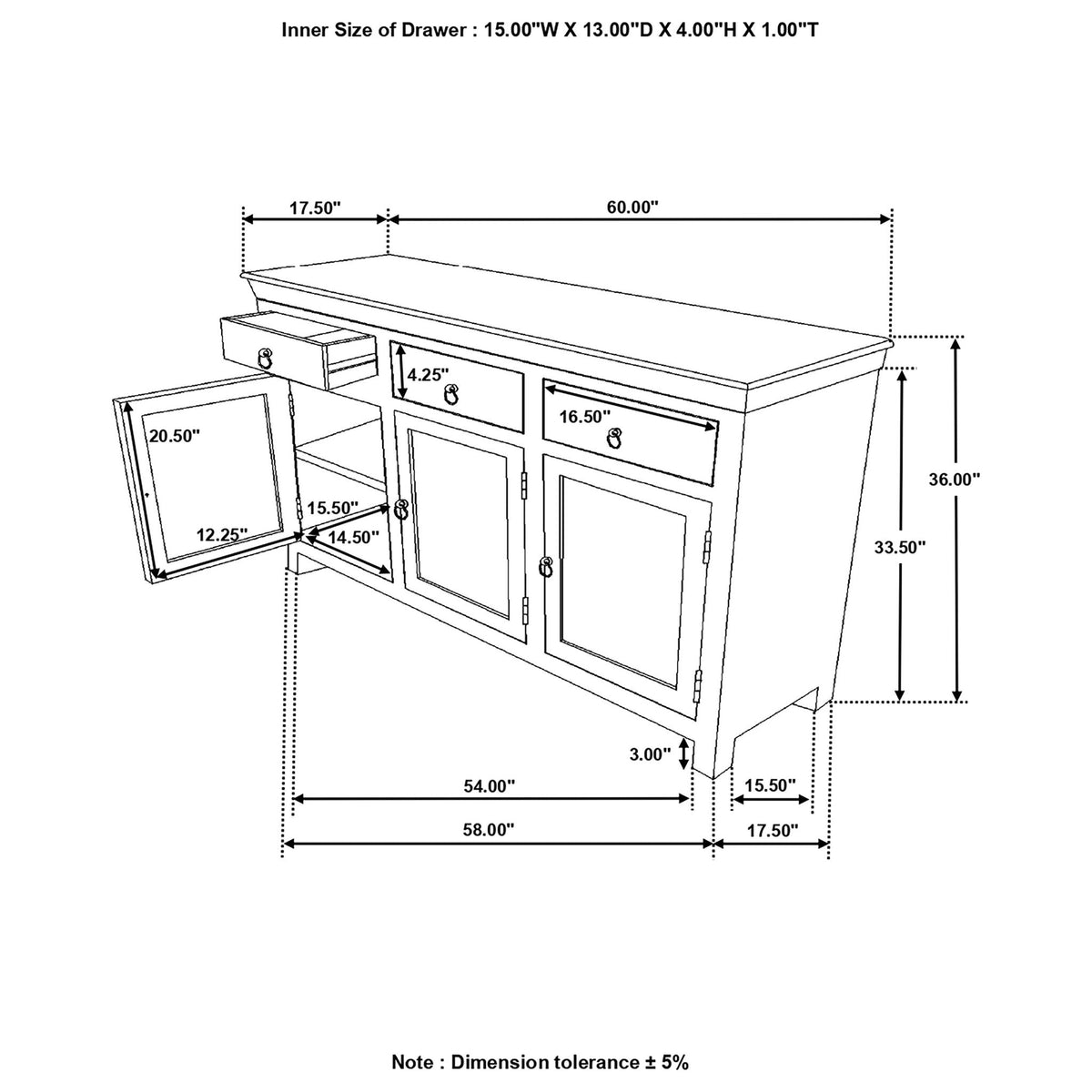 Mankato - 3 Drawer Accent Cabinet With 3 Doors - Wood