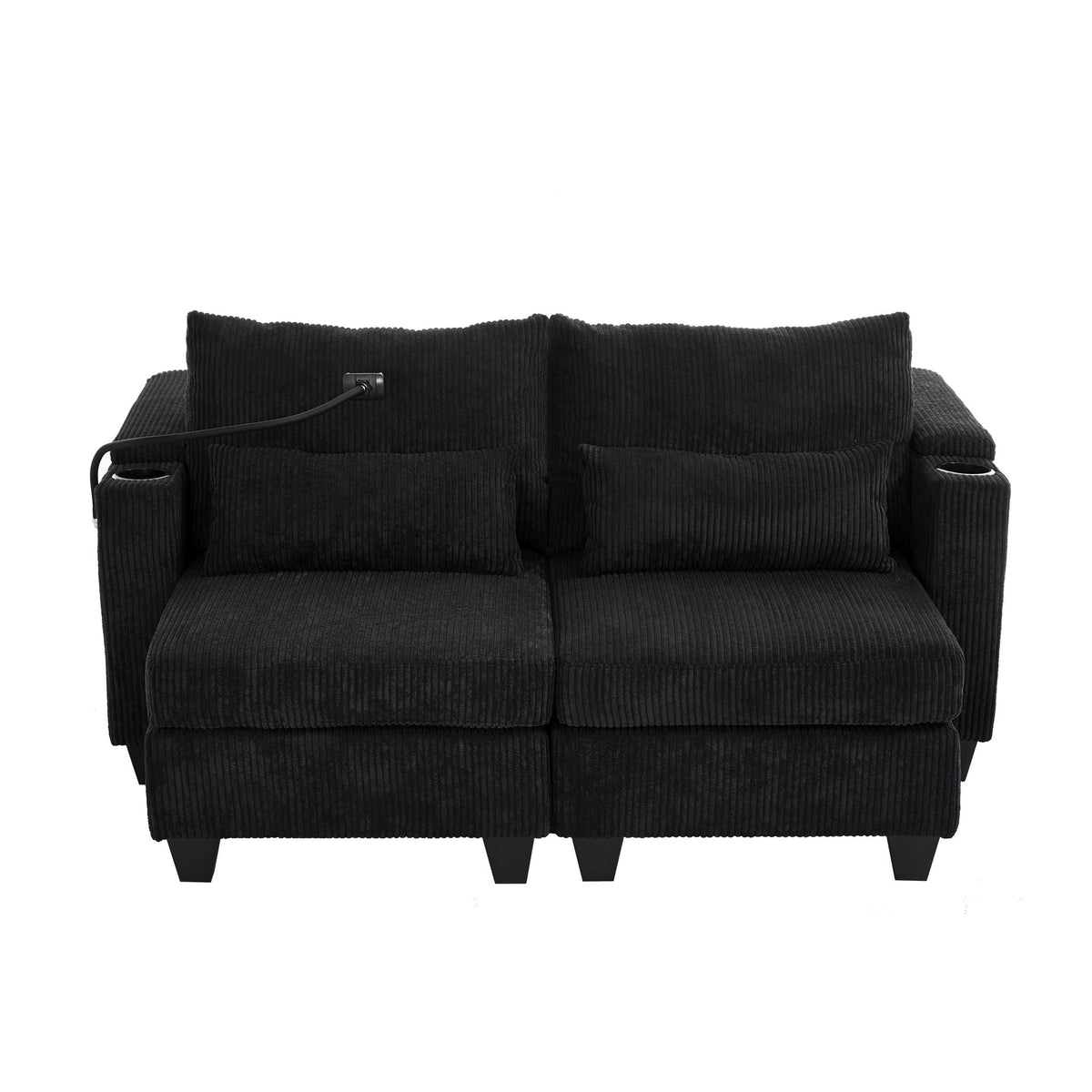 Convertible Chaise Lounge Sofa Chair With USB Ports, Cup Holders, Phone Holder And Storage