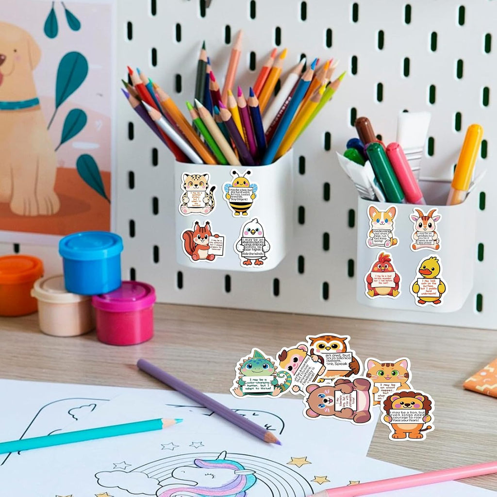 112 Pcs Emotional Support Animal Stickers - Affirmation Sticker Pack for Adults Cute Inspirational Buddies for Water Bottles, Laptops, Phones, Positive Quote Vinyl