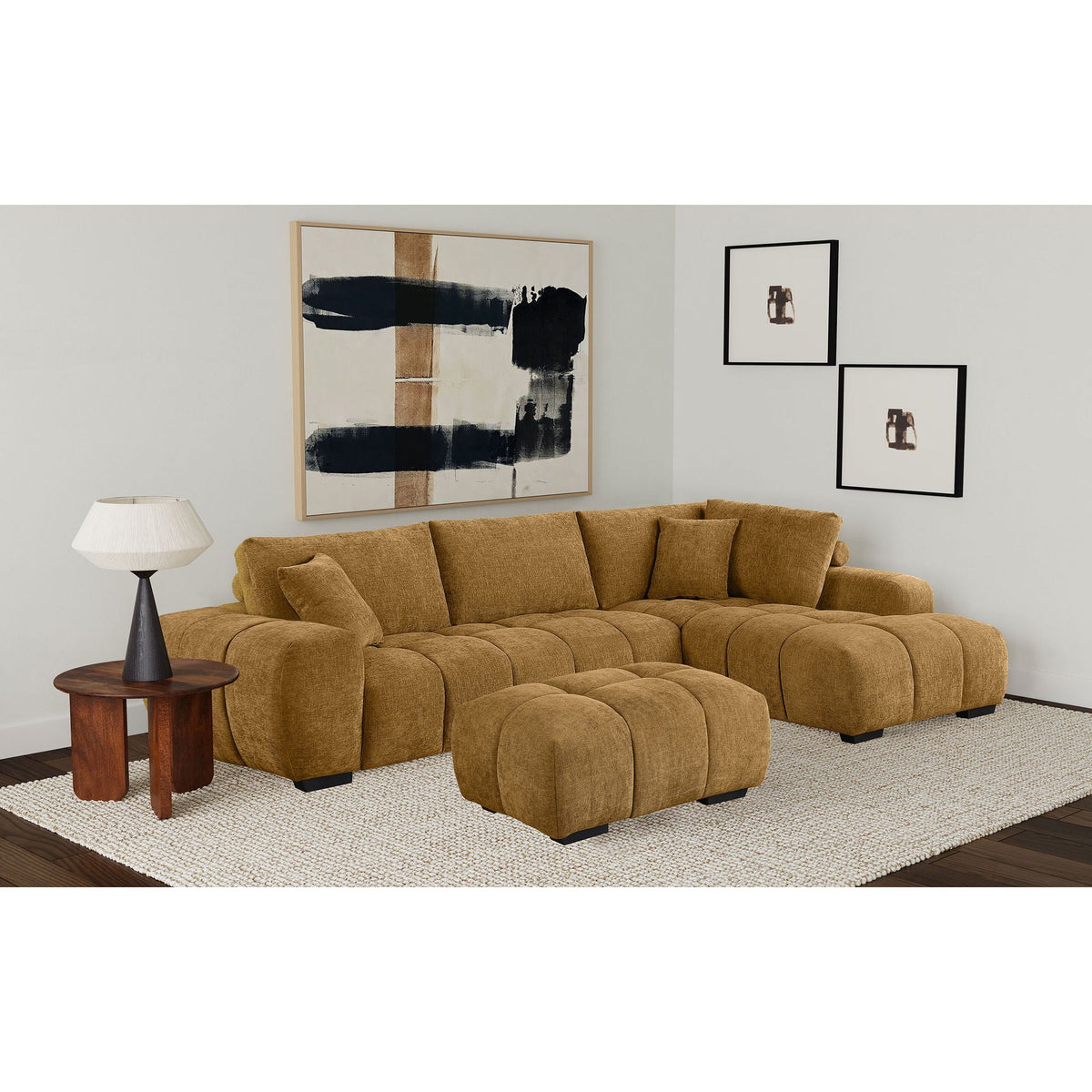Florence - Upholstered L Shaped Sectional Sofa - Amber