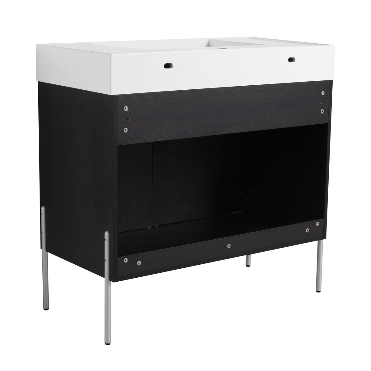 Freestanding Bathroom Vanity With Resin Sink And Storage Cabinet