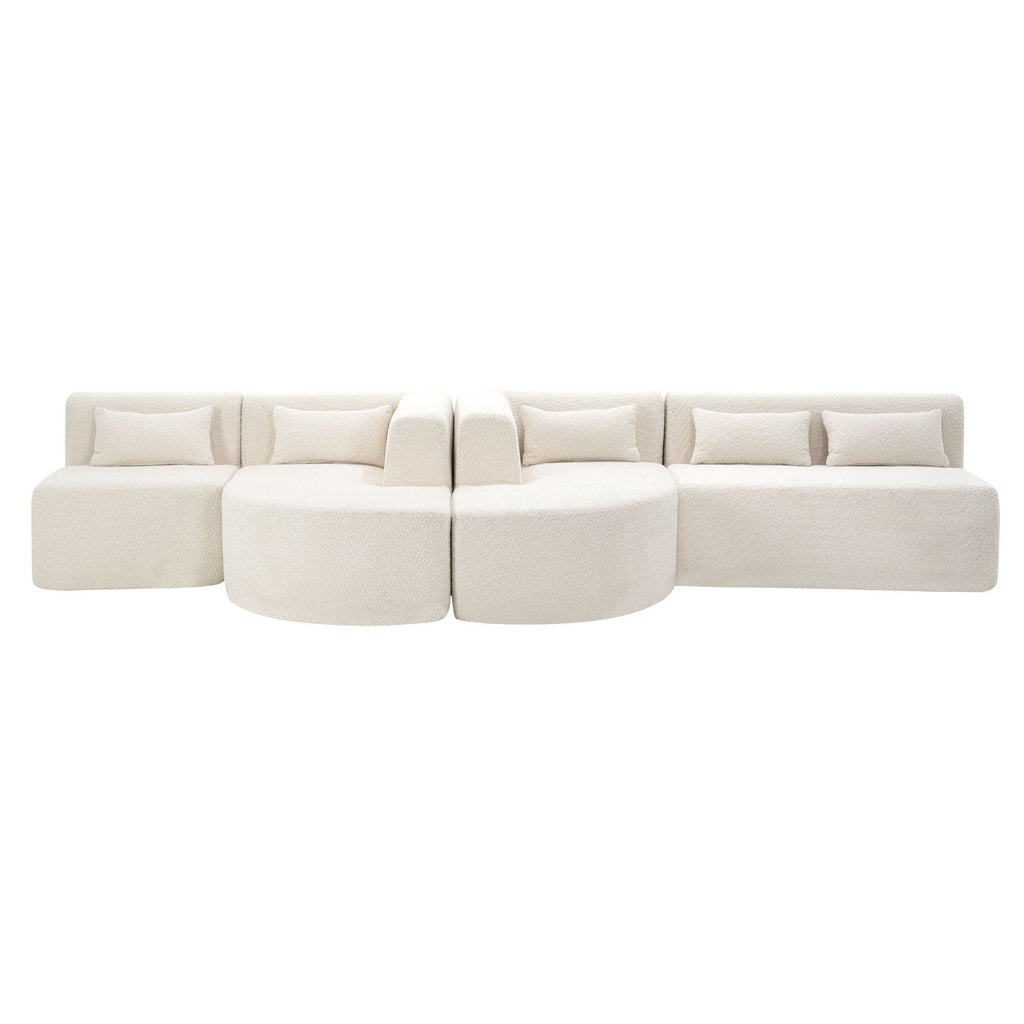 Upholstered Sofa Free Combined Sofa Couch With 2 Chaise Lounge And Five Back Pillows For Living Room