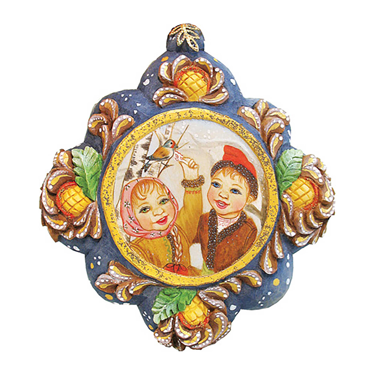 Feeding a Bird Sculpted Hand-Painted Christmas Ornament by G. DeBrekht - 6102552