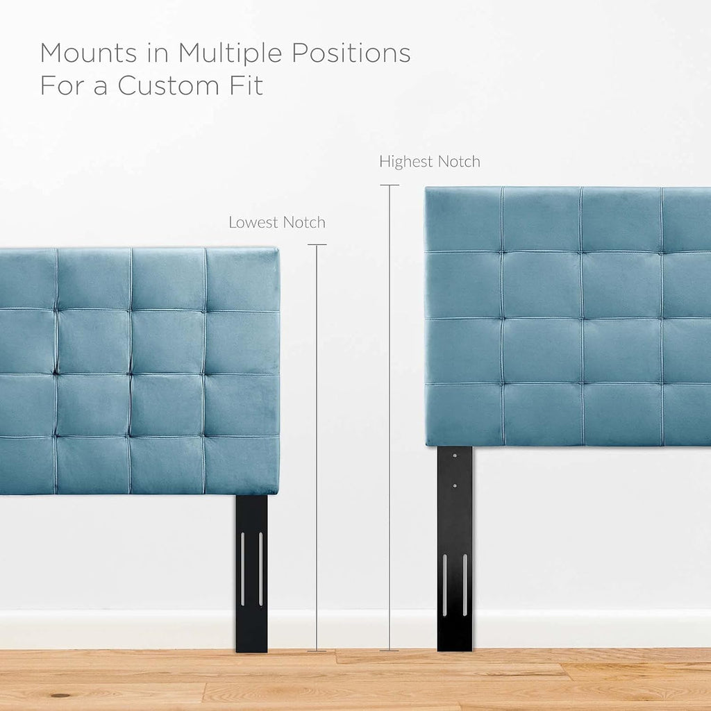 MOD-5853 Paisley Upholstered Biscuit Tufted Performance Velvet Full/Queen Headboard Size in Sea Blue