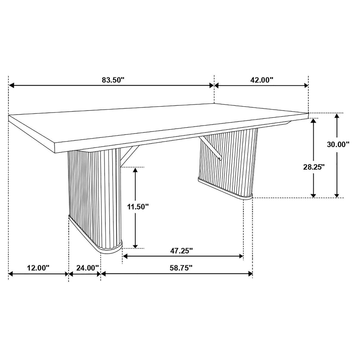 Houston - Rectangular Double Dining Table Top - Black