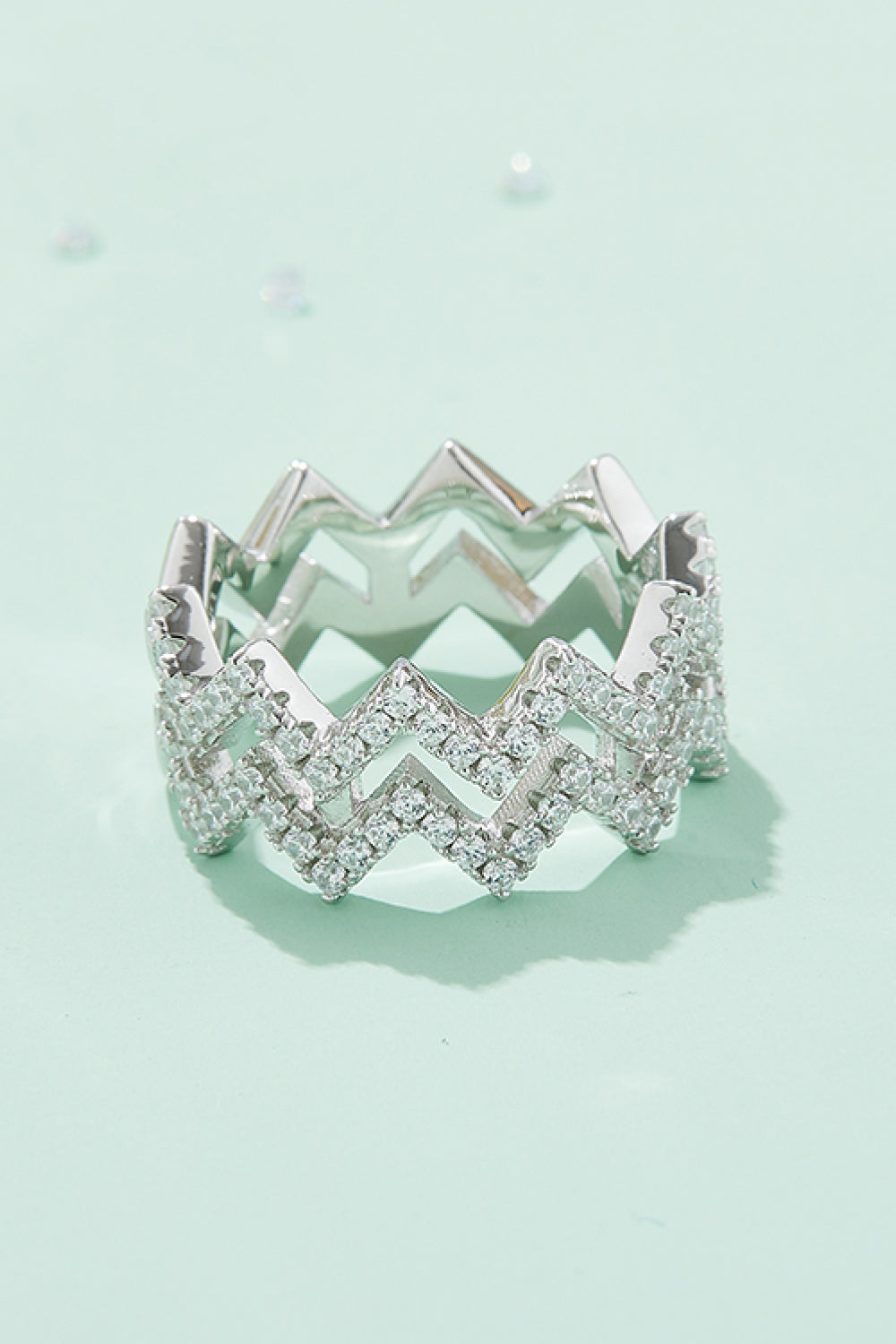 Adored Sparkala™ Zigzag Stacking Rings (Platinum Over Pure Sterling Silver)