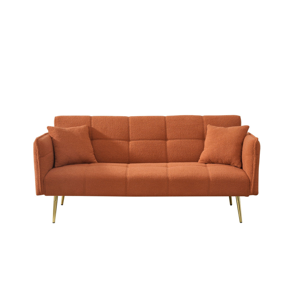 Convertible Double Futon Sofa Bed With Folding Armrests For Living Rooms