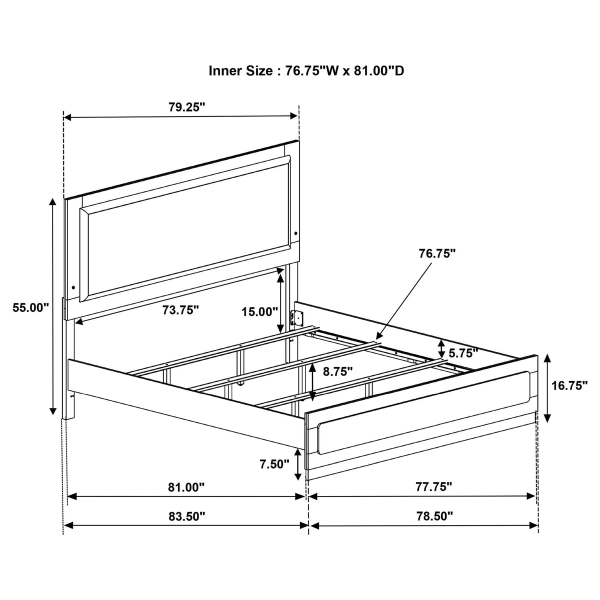 Sophia - Panel Bed With LED Headboard