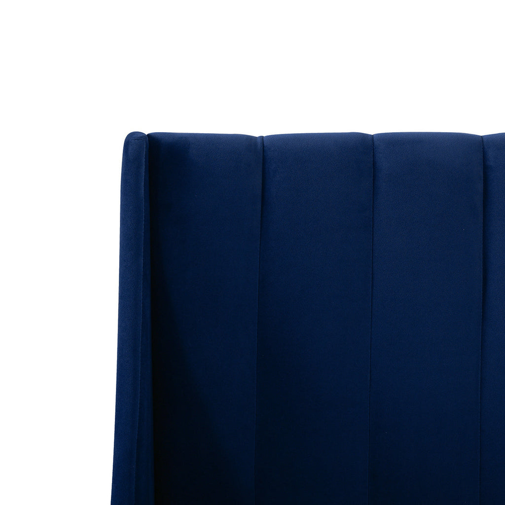 Aspen Vertical Tufted Headboard Platform Bed Set, Queen, Navy Blue Velvet